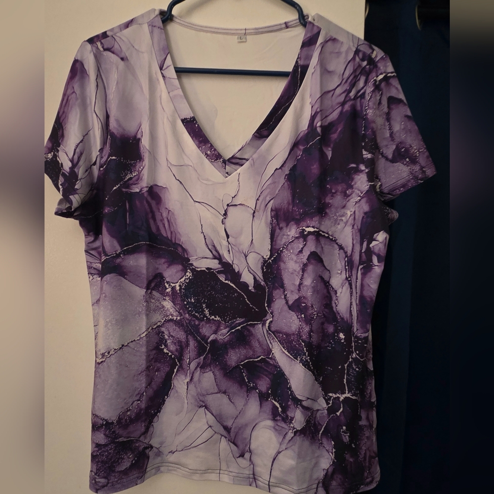Purple V-Neck Women's Top